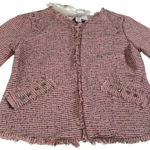 American Rag Cie Sz M Distressed Tweed Studded Crop Jacket Boho Rocker‎ Chic
